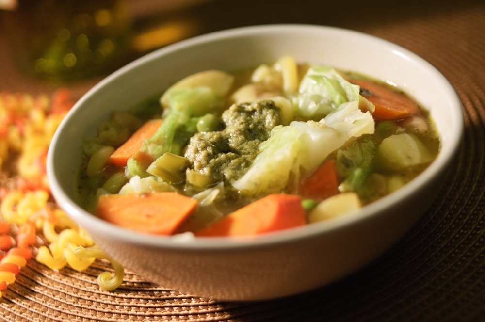 Garden Vegetable Soup With Pesto